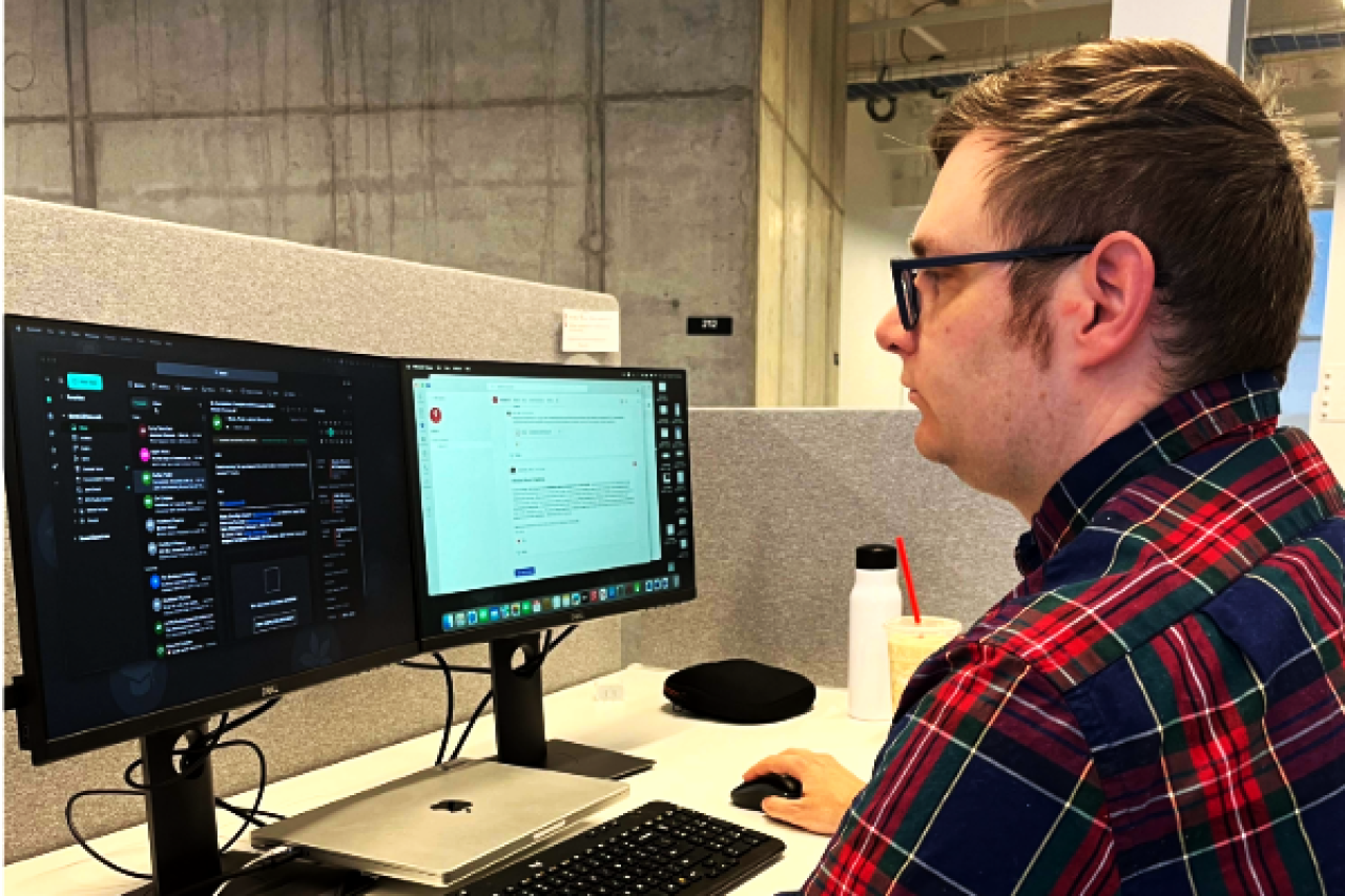 man working at a computer